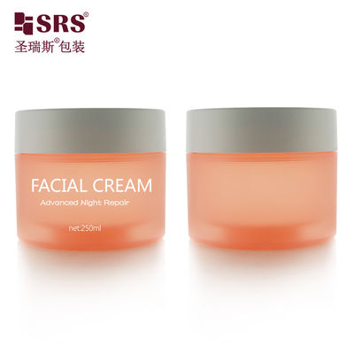 Αγορά SRSJK-250g Στρογγυλό κυλινδρικό σχήμα Τροφικής ποιότητας Άδειο Παγωμένο Πορτοκαλί Διαφανές πλαστικό βάζο με διπλό στρώμα σχεδιασμό Λευκό κλείσιμο καπάκι για τα οπτικά μαντήλια διαδικτυακή κατασκευή