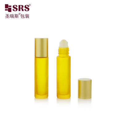 BLPM-10ml Ανοξείδωτο ατσάλινο μπουκάλι με ρολό από γυαλί με χοντρά τοιχώματα για ορό περιποίησης δέρματος με ματ χρυσό καπάκι για αρωματισμένο άρωμα