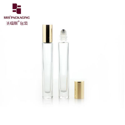 GB1 Άδειο κυλινδρικό γυάλινο κυλίνδριο μπουκάλι αιθέριας πετρελαίου 10 ml με χρυσό ασημένιο μεταλλικό καπάκι