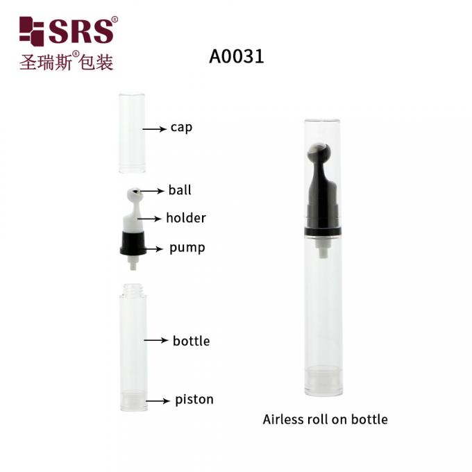 A0031-10ML Άδειο Πλαστικό Μπουκάλι Roll On Airless Κάλυμμα από Πηλό Καφέ με Διαφανές Καπάκι 1